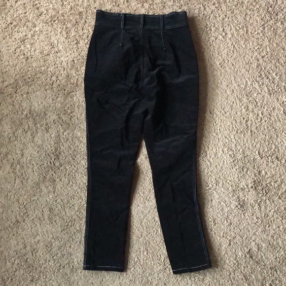 Urban Outfitters Black Velvet White Top Stitching Utility High Rise Pants 8 - Picture 4 of 9